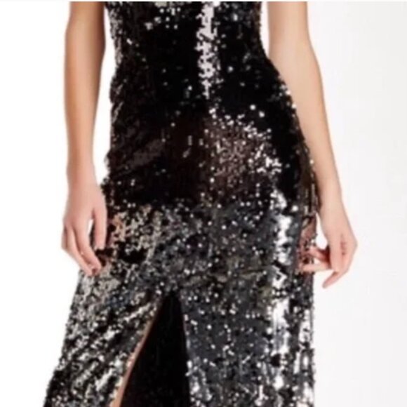 Rachel Zoe Venus Black and Silver Sequins Maxi Dress Sz 2 NWT - Picture 4 of 12